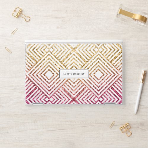 ART DECO geometric pattern cute gold pink glitter HP Laptop Skin