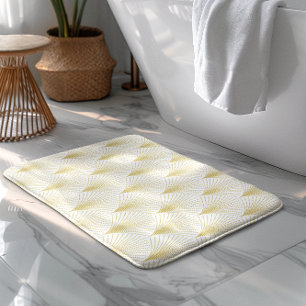 Art Deco Geometric Pattern In Gold & White Bath Mat