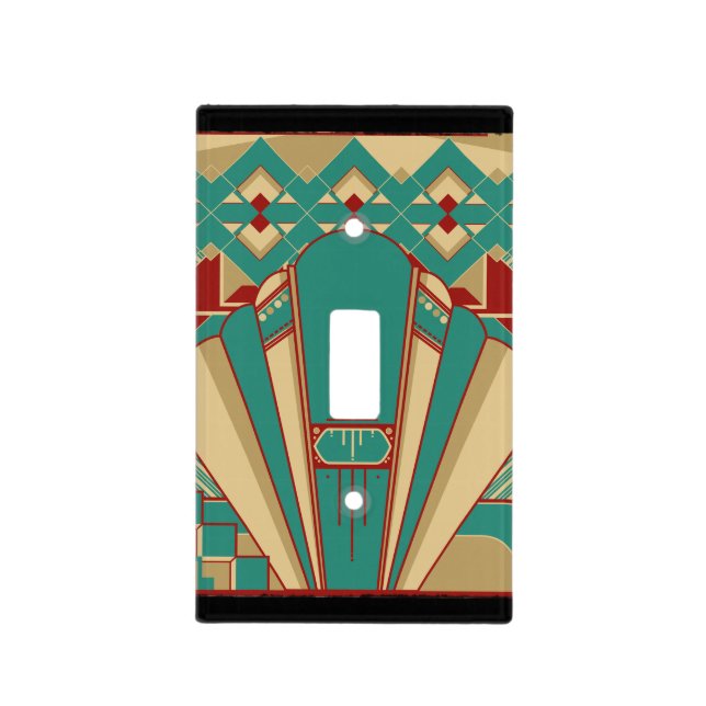 Art Deco Geometric Pattern Light Switch Cover (Front)