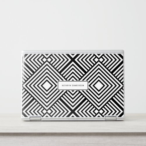 ART DECO geometric pattern simple black mono white HP Laptop Skin