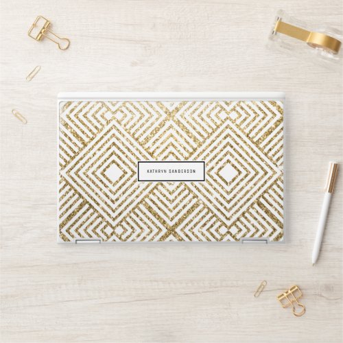 ART DECO geometric pattern simple gold glitter HP Laptop Skin