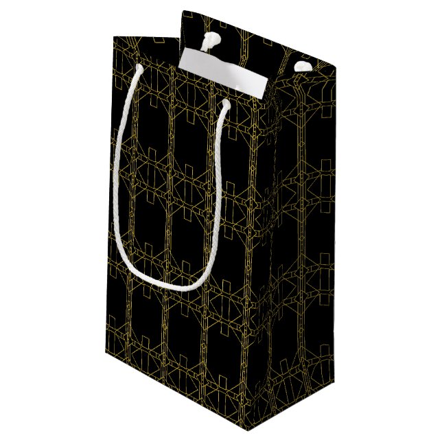 Art Deco Geometric Pattern Small Gift Bag (Back Angled)