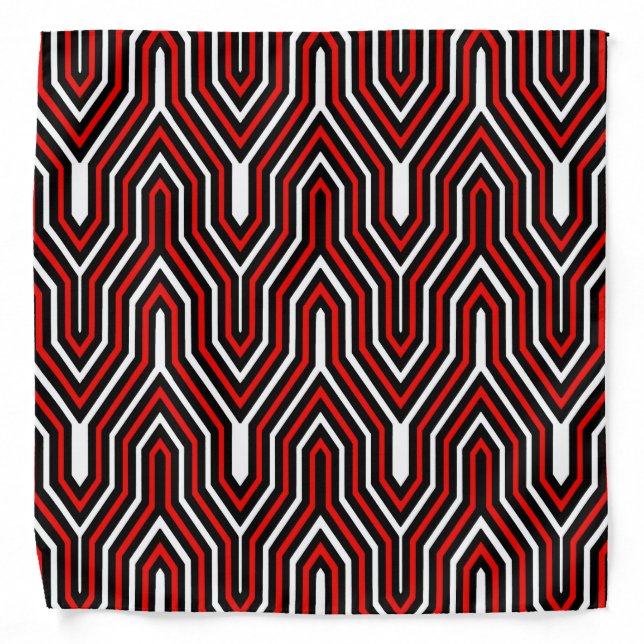 Art Deco Geometric - red, black and white Bandana (Front)
