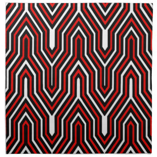 Art Deco Geometric - red, black and white Cloth Napkin
