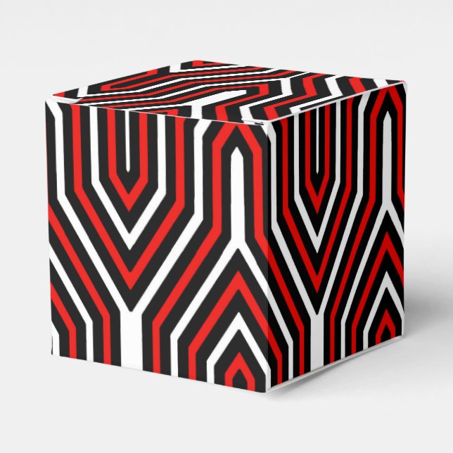 Art Deco Geometric - red, black and white Favor Boxes (Front Side)