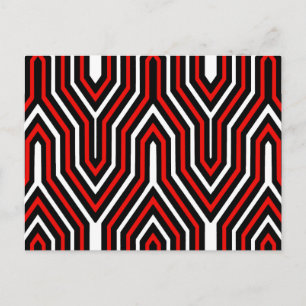 Art Deco Geometric - red, black and white Postcard
