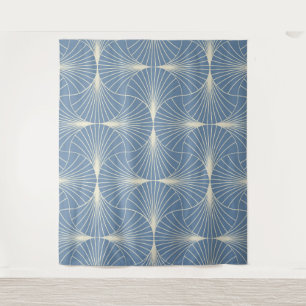 Art Deco Geometric scallop Fans in Gray blue Tapestry