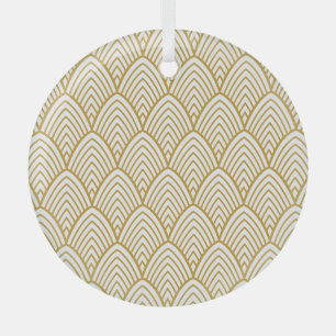 Art Deco geometric seamless pattern. Glass Ornament
