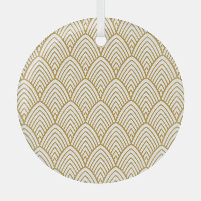 Art Deco geometric seamless pattern. Glass Ornament (Front)