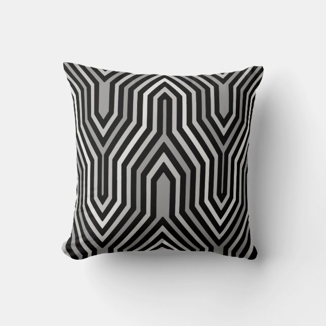 Art Deco Geometric - shades of grey / gray Throw Pillow (Front)