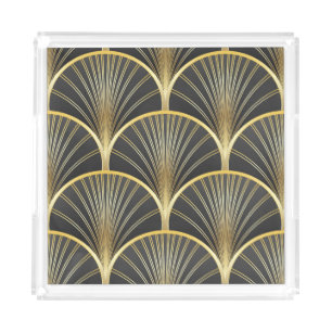 Art Deco Geometric Texture Illustration Acrylic Tray