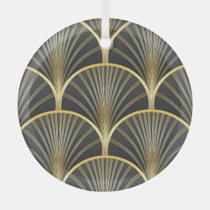 Art Deco Geometric Texture Illustration Glass Ornament