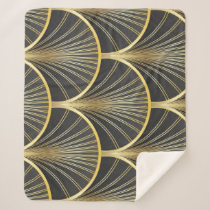 Art Deco Geometric Texture Illustration Sherpa Blanket