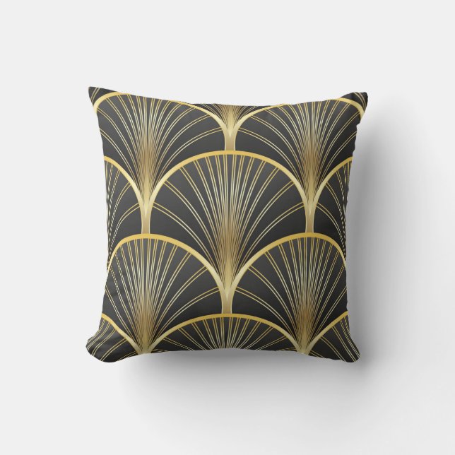 Art Deco Geometric Texture Illustration Throw Pillow (Front)