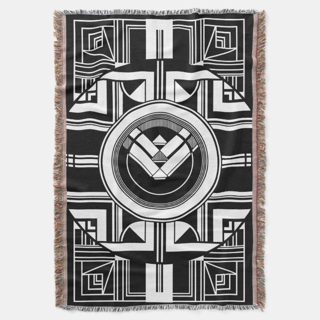 Art Deco Geometric Throw Blanket (Front Vertical)