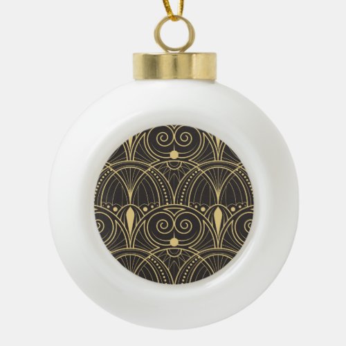 Art Deco Geometric Tiles Luxury Ceramic Ball Christmas Ornament