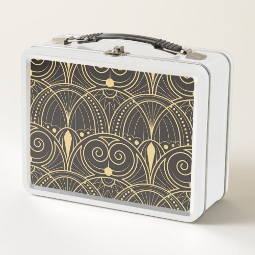 Art Deco Geometric Tiles Luxury Metal Lunch Box