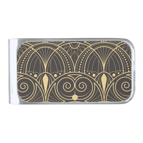 Art Deco Geometric Tiles Luxury Silver Finish Money Clip