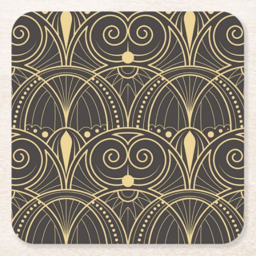 Art Deco Geometric Tiles Luxury Square Paper Coaster