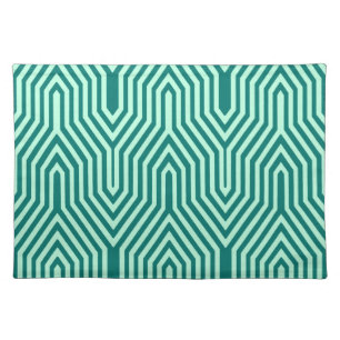 Art Deco Geometric - turquoise and aqua Cloth Placemat