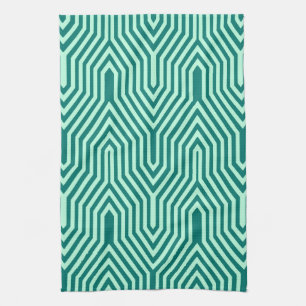 Art Deco Geometric - turquoise and aqua Towel