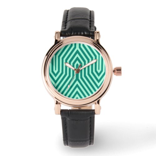 Art Deco Geometric _ turquoise and aqua Watch