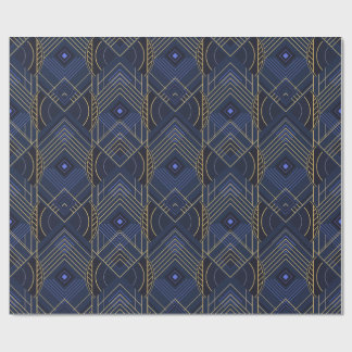 Art Deco Geometric Uplift - Blue Wrapping Paper