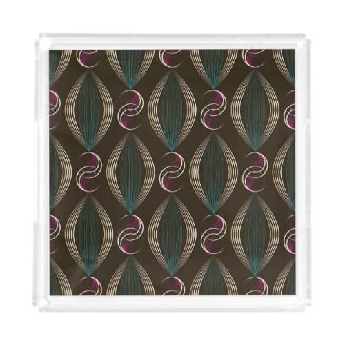 Art deco geometric vintage pattern acrylic tray