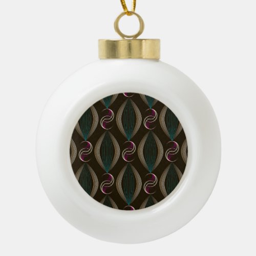 Art deco geometric vintage pattern ceramic ball christmas ornament
