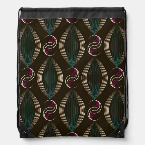 Art deco geometric vintage pattern drawstring bag