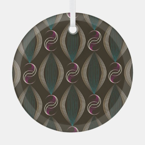 Art deco geometric vintage pattern glass ornament