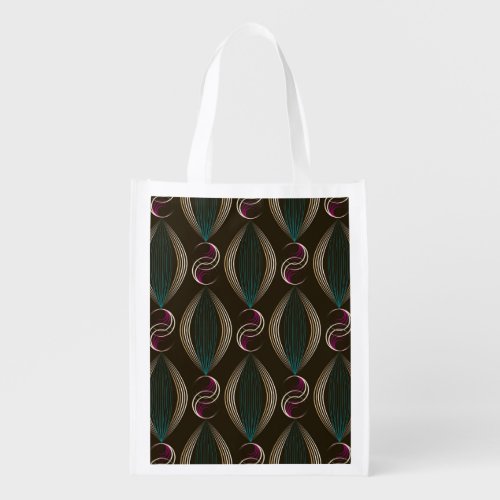 Art deco geometric vintage pattern grocery bag