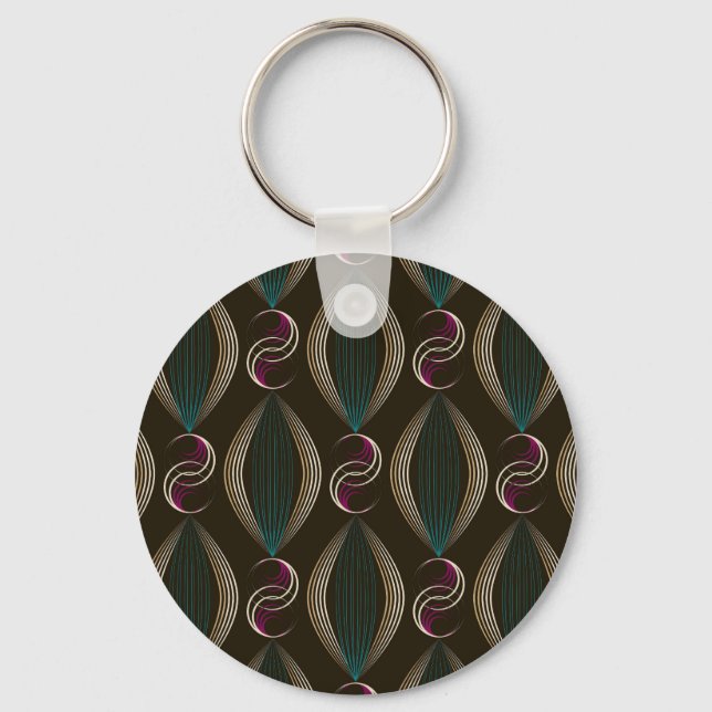 Art deco: geometric vintage pattern. keychain (Front)