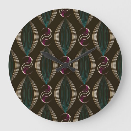 Art deco geometric vintage pattern large clock