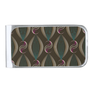 Art deco: geometric vintage pattern. silver finish money clip