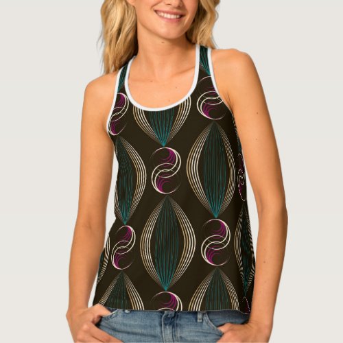 Art deco geometric vintage pattern tank top