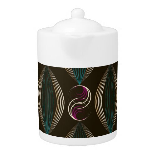 Art deco geometric vintage pattern teapot