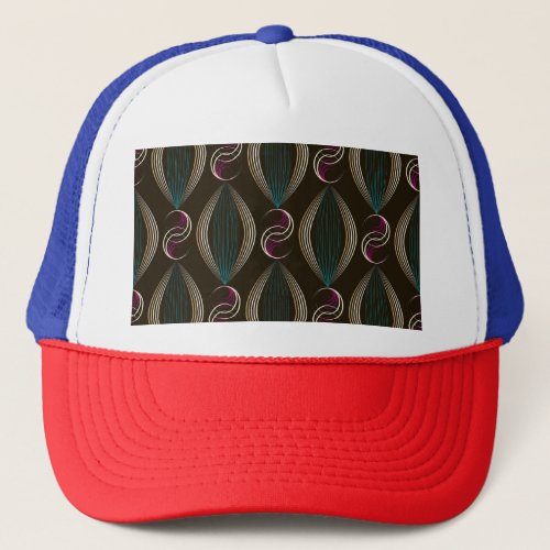 Art deco geometric vintage pattern trucker hat