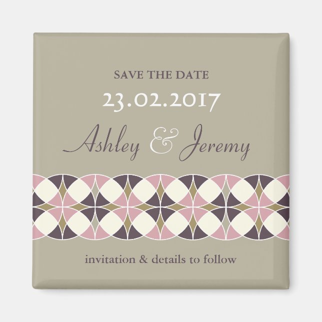 Art Deco Geometric Wedding Save The Date Magnet (Front)