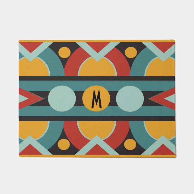 Art deco geometric with initial monogram doormat (Front)