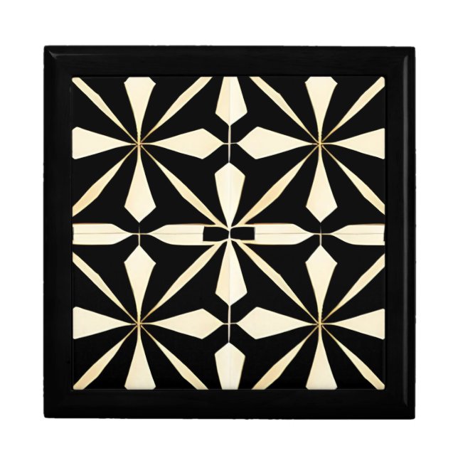 Art Deco Geometric Wooden Jewelry Keepsake Box (Front)