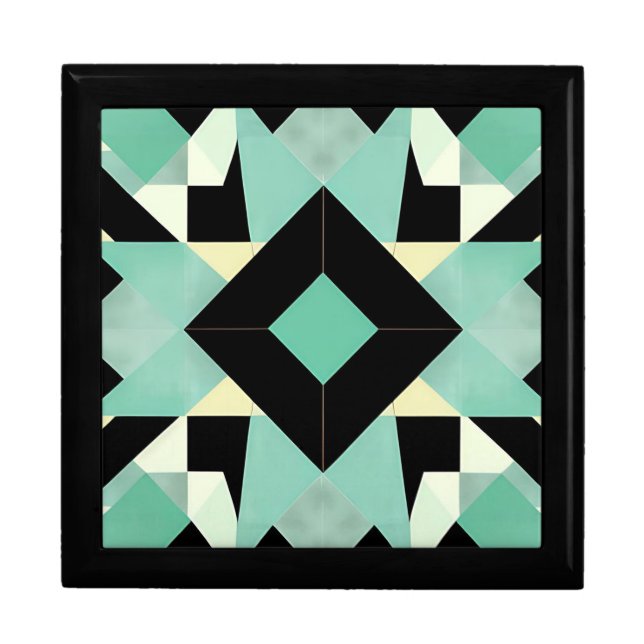 Art Deco Geometric Wooden Jewelry Keepsake Box (Front)
