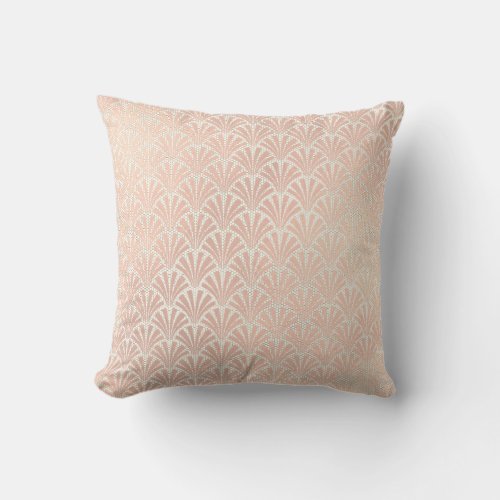 Art Deco Geometry Creamy Ivory Beige Rose Gold Throw Pillow