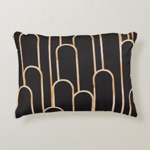 Art Deco Geometry: Gold Watercolor Wallpaper Accent Pillow
