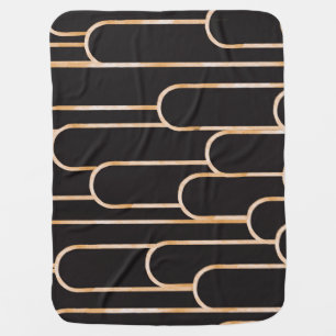 Art Deco Geometry: Gold Watercolor Wallpaper Baby Blanket