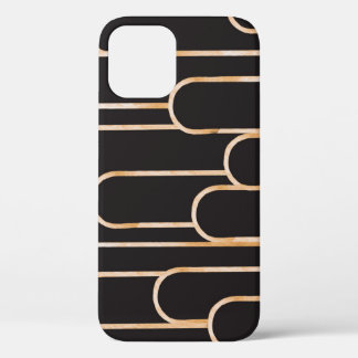 Art Deco Geometry: Gold Watercolor Wallpaper iPhone 12 Case
