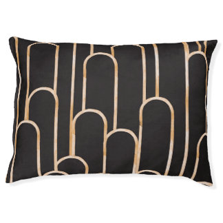 Art Deco Geometry: Gold Watercolor Wallpaper Pet Bed