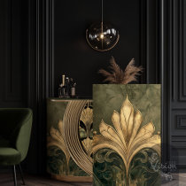 Art Deco Gilded Gold Motif Pattern Olive Green Tissue Paper