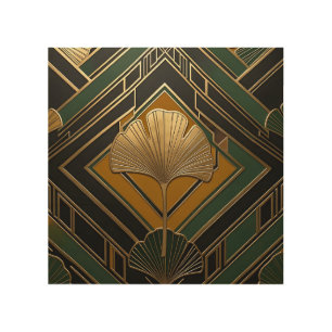 Art Deco Ginkgo Leaf Gold Geometric Pattern