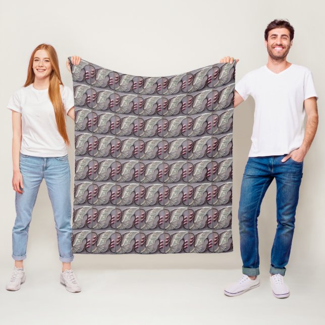 Art Deco Ginko Tile Fleece Throw Blanket (In Situ)
